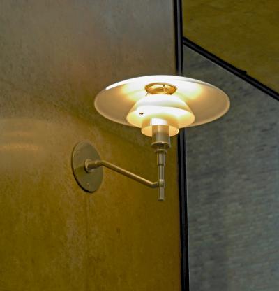 Poul Henningsen Poul Henningsen PH 3 2 Opaline Glass and Chrome Wall Lamp for Louis Poulsen