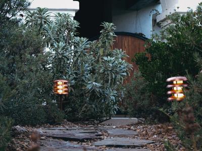 Poul Henningsen Two Enlighten Gibson Outdoor Bollard Light in Raw Copper