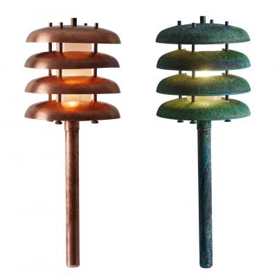 Poul Henningsen Two Enlighten Gibson Outdoor Bollard Light in Raw Copper