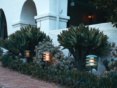 Poul Henningsen Two Enlighten Gibson Verdigris Patinated Outdoor Bollard Light