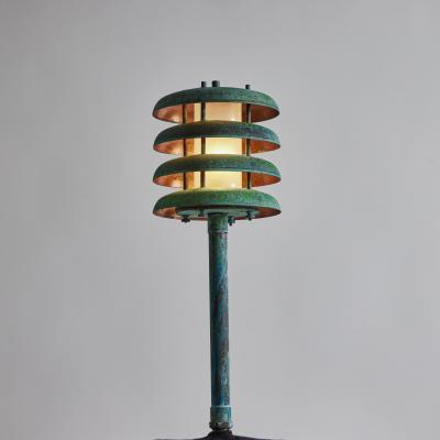 Poul Henningsen Two Enlighten Gibson Verdigris Patinated Outdoor Bollard Light