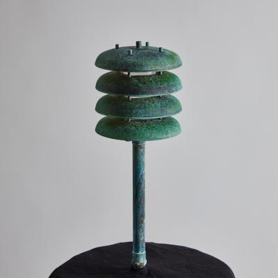 Poul Henningsen Two Enlighten Gibson Verdigris Patinated Outdoor Bollard Light