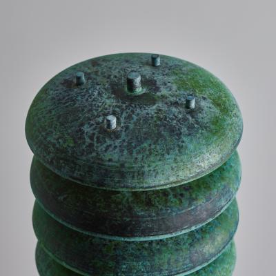 Poul Henningsen Two Enlighten Gibson Verdigris Patinated Outdoor Bollard Light