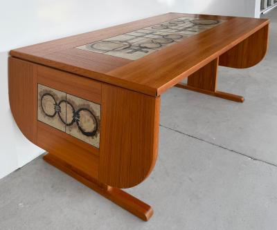 Poul Hermann Poulsen Poul H Poulsen Gangs M bler Danish Tile Top Dining Table in Teak Signed