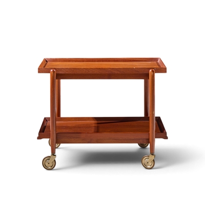 Poul Hundavad Poul Hundevad for Vamdrup Mid Century Danish Teak Expanding Bar Cart