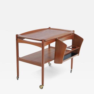 Poul Hundavad Scandinavian Modern Rolling Bar Cart Designed by Poul Hundavad