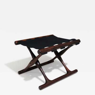 Poul Hundevad Early Poul Hundevad Guldhoj Folding Stool in Brazilian Rosewood and Leather