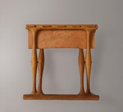 Poul Hundevad Oak and leather folding stool