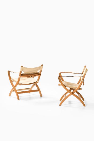 Poul Hundevad Pair of Safari Easy Chairs in Beech and Leather by Poul Hundevad 1950s