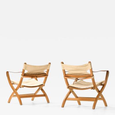 Poul Hundevad Pair of Safari Easy Chairs in Beech and Leather by Poul Hundevad 1950s