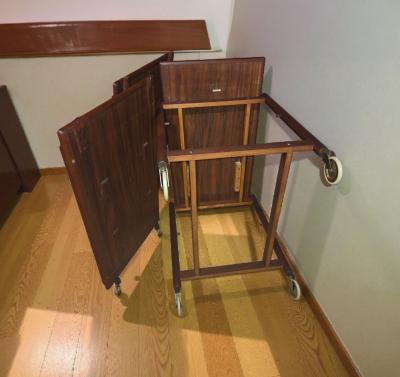 Poul Hundevad Poul Hundevad Teak Adjustable 3 Shelf Rolling Cart Denmark 1960s