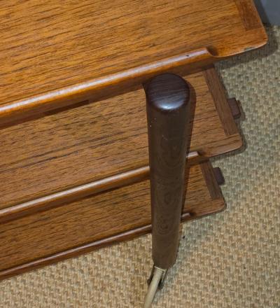 Poul Hundevad Poul Hundevad Teak Adjustable 3 Shelf Rolling Cart Denmark 1960s