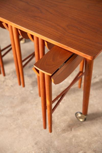 Poul Hundevad Set of 5 Nesting Snack Tables By Carlo Jenson For Hundevad Of Denmark in Teak