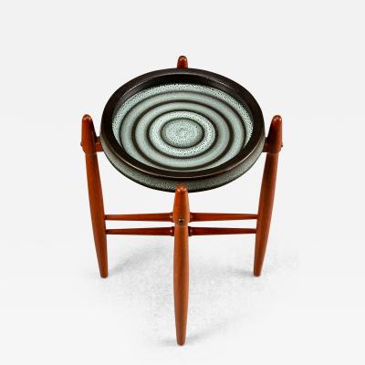 Poul Hundevad Teak and Ceramic side table by Poul Hundevad and Arne Basse Denmark