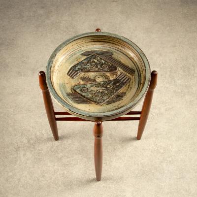 Poul Hundevad Teak and Ceramic side table by Poul Hundevad and J rgen Mogensen Denmark 1960s