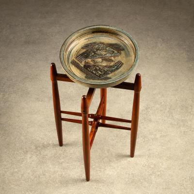 Poul Hundevad Teak and Ceramic side table by Poul Hundevad and J rgen Mogensen Denmark 1960s