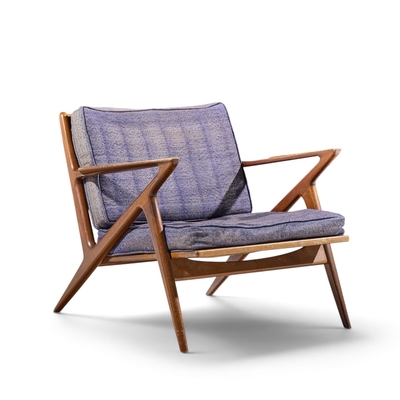Poul Jensen Poul Jensen for Selig Mid Century Walnut Z Lounge Chairs Pair