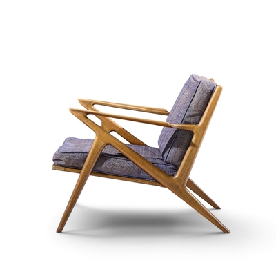 Poul Jensen Poul Jensen for Selig Mid Century Walnut Z Lounge Chairs Pair