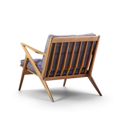 Poul Jensen Poul Jensen for Selig Mid Century Walnut Z Lounge Chairs Pair