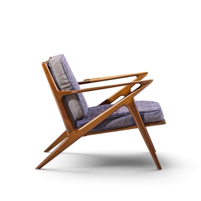 Poul Jensen Poul Jensen for Selig Mid Century Walnut Z Lounge Chairs Pair