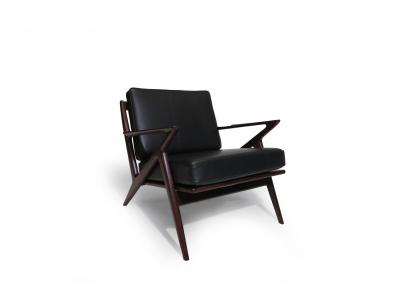 Poul Jensen Poul Jensen for Selig Z Mid century Danish Lounge Chair in Black Leather