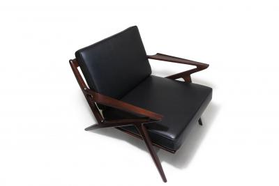 Poul Jensen Poul Jensen for Selig Z Mid century Danish Lounge Chair in Black Leather