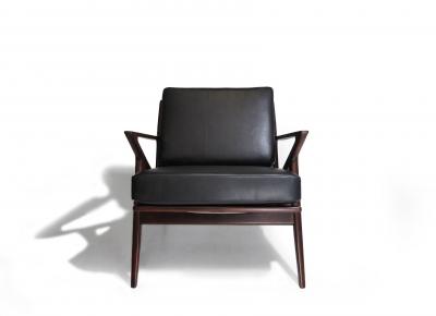 Poul Jensen Poul Jensen for Selig Z Mid century Danish Lounge Chair in Black Leather