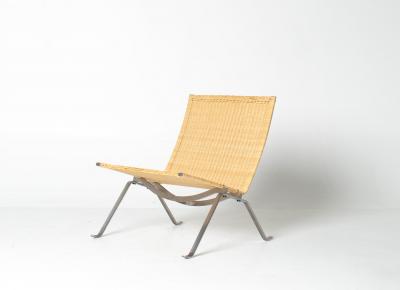 Poul Kj rholm Kjaerholm Poul Kj rholm PK22 Lounge Chair for Fritz Hansen in Woven Cane