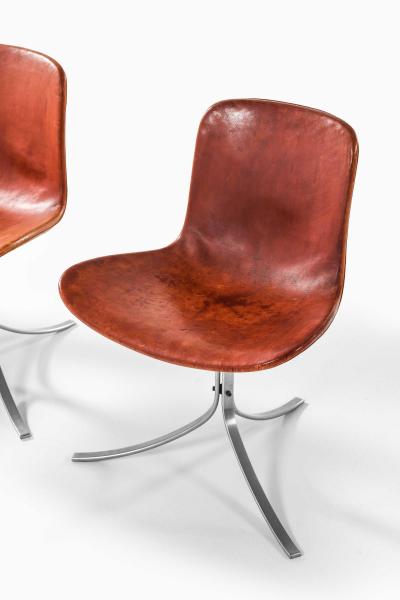 Poul Kj rholm Kjaerholm Set of 6 PK 9 Dining Chairs in Leather Steel by Poul Kj rholm 1960