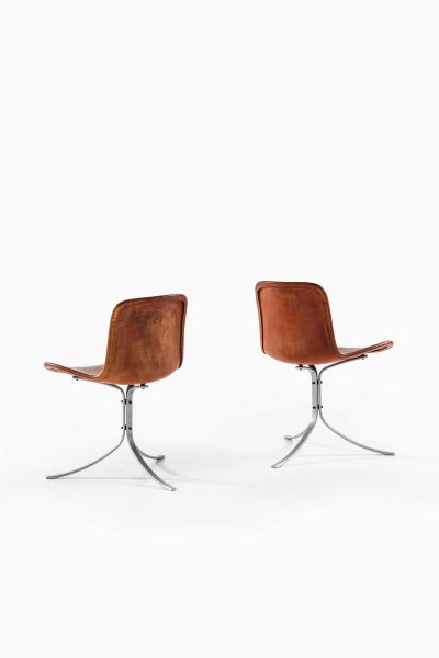 Poul Kj rholm Kjaerholm Set of 6 PK 9 Dining Chairs in Leather Steel by Poul Kj rholm 1960