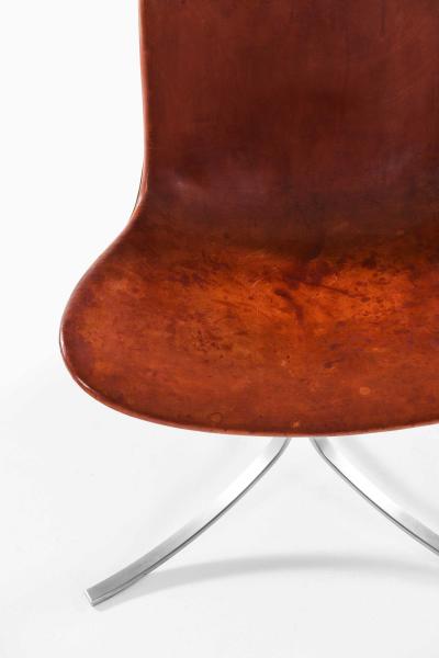 Poul Kj rholm Kjaerholm Set of 6 PK 9 Dining Chairs in Leather Steel by Poul Kj rholm 1960