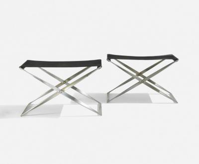 Poul Kj rholm Pair Poul Kjaerholm Pk 91 Leather Folding Stools