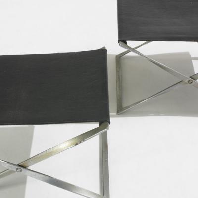 Poul Kj rholm Pair Poul Kjaerholm Pk 91 Leather Folding Stools