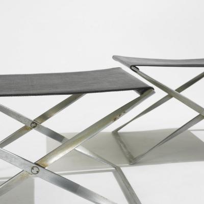 Poul Kj rholm Pair Poul Kjaerholm Pk 91 Leather Folding Stools