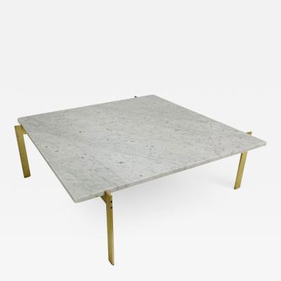 Poul Kjaerholm Brass and Carrara Marble Top Coffee Table Style of Poul Kjaerholm