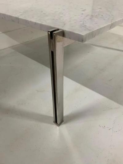 Poul Kjaerholm Flat Bar Chrome with Carrara Marble Top Coffee Table in the Style Kjaerholm