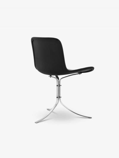 Poul Kjaerholm Kj rholm POUL KJAERHOLM PK9 CHAIR IN SATIN BRUSHED STEEL AND BLACK LEATHER
