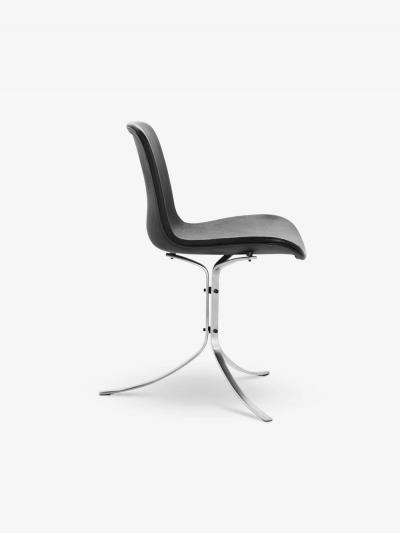 Poul Kjaerholm Kj rholm POUL KJAERHOLM PK9 CHAIR IN SATIN BRUSHED STEEL AND BLACK LEATHER