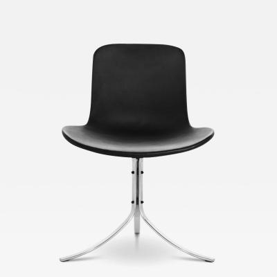 Poul Kjaerholm Kj rholm POUL KJAERHOLM PK9 CHAIR IN SATIN BRUSHED STEEL AND BLACK LEATHER