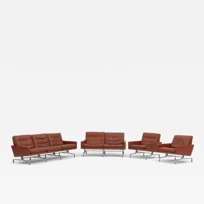 Poul Kjaerholm Kj rholm Poul Kj rholm PK31 Leather Lounge Set for Fritz Hansen Denmark 1988 Set of 4