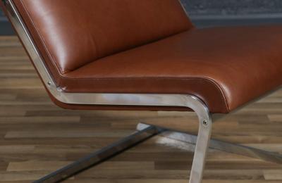 Poul Norreklit Poul Norreklit Cognac Leather Steel Cantilever Lounge Chairs