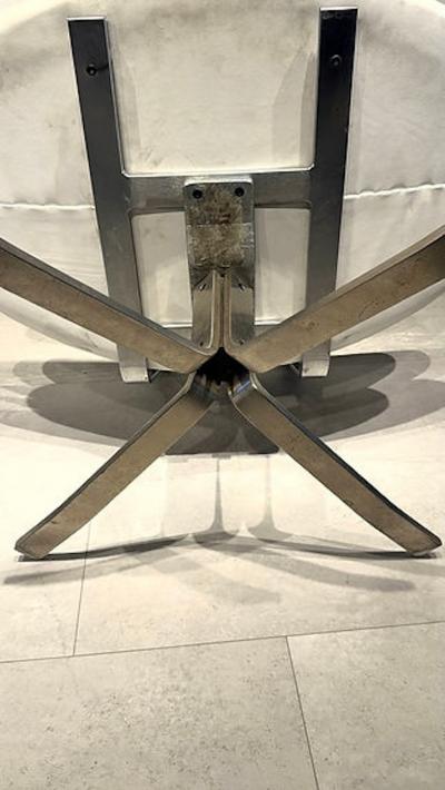 Poul Volther Danish Modern Leather and Stainless Steel Swivel Corona Chair Poul Volther