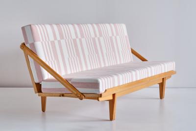 Poul Volther Poul Volther Sofa Daybed in Oak and Pierre Frey Fabric Gemla Sweden 1955