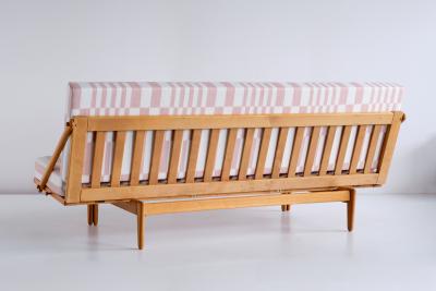 Poul Volther Poul Volther Sofa Daybed in Oak and Pierre Frey Fabric Gemla Sweden 1955