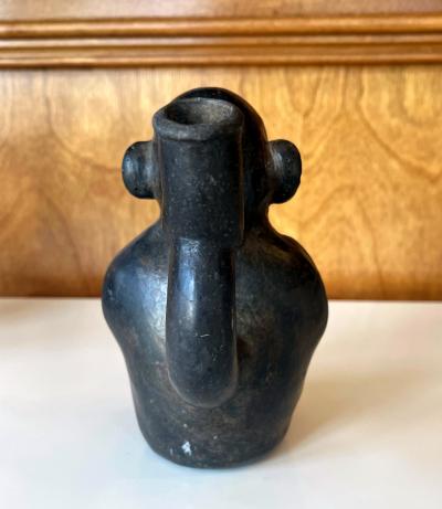 Pre Columbian Black Figural Stirrup Vessel Moche Culture