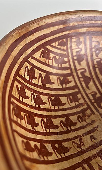 Pre Columbian Nari o Decorated Footed Pottery Bowl Collection Set of Four