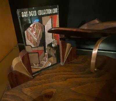Pre War Art Deco Wooden Airplane Stand with Picture Frame