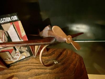 Pre War Art Deco Wooden Airplane Stand with Picture Frame