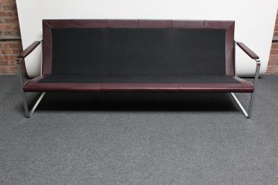 Preben Fabricius Cordovan Leather and Chrome Steel Sofa by Preben Fabricius for Walter Knoll