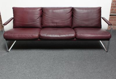 Preben Fabricius Cordovan Leather and Chrome Steel Sofa by Preben Fabricius for Walter Knoll